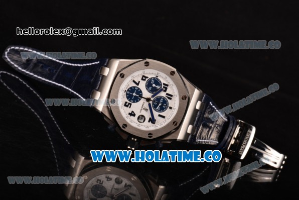 Audemars Piguet Royal Oak Offshore Navy Chronograph Swiss Valjoux 7750 Automatic Steel Case with White Dial and Blue Markers - 1:1 Best Edition (JF) - Click Image to Close